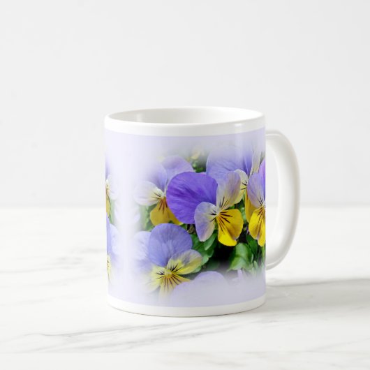 Stiefmütterchen - Lila und gelb Kaffeetasse (VorderseiteRechts)