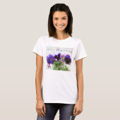 Stiefmütterchen, Lobelia auf alte Handschrift Hall T-Shirt (Vorne ganz)