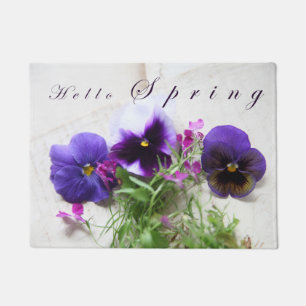 Stiefmütterchen, Lobelia auf altem Handschrift Fußmatte