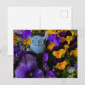 Stiefmütterchen mit Eule-Postkarte Postkarte (Vorne/Hinten)