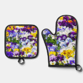 Stiefmütterchen Ofenhandschuh & Topflappen-Set (Vorderseite)