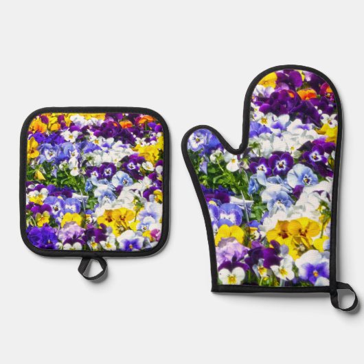Stiefmütterchen Ofenhandschuh & Topflappen-Set (Vorderseite)