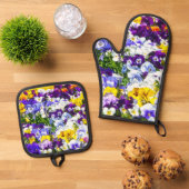 Stiefmütterchen Ofenhandschuh & Topflappen-Set (Oben Unten)