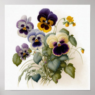 Stiefmütterchen Pansy Blume Art Print Poster