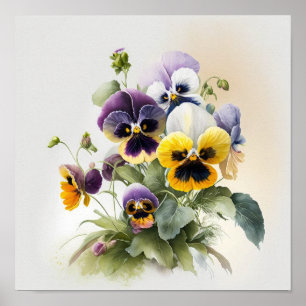 Stiefmütterchen Pansy Blume Art Print Poster