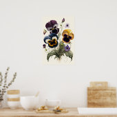 Stiefmütterchen Pansy Blume Art Print Poster (Küche)