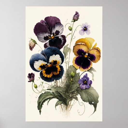 Stiefmütterchen Pansy Blume Art Print Poster (Vorne)