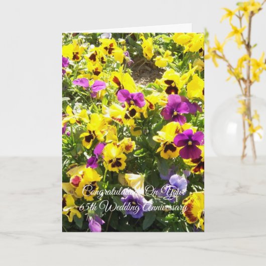 Stiefmütterchen Personalisiert 65. Hochzeitstag Karte (Gelbe Blume)