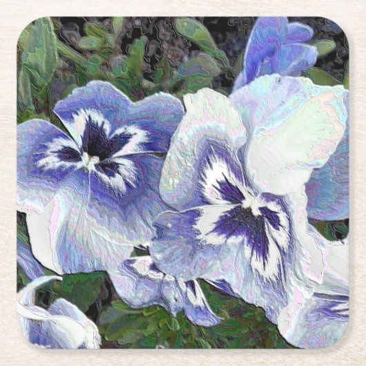 STIEFMÜTTERCHEN RECHTECKIGER PAPPUNTERSETZER (Vorderseite)