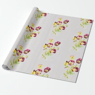 STIEFMÜTTERCHEN RETRO ILLUSTRATION Wrapping Paper Geschenkpapier