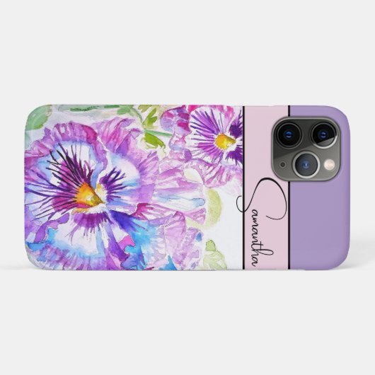 Stiefmütterchen Rosa Wasserfarbe Stiefmütterchen f Case-Mate iPhone Hülle (Rückseite (Horizontal))