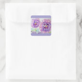 Stiefmütterchen Stiefmütterchen-Blume Wasserfarbe Quadratischer Aufkleber (Tasche)