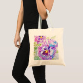 Stiefmütterchen Stiefmütterchen Lila Aquarell flor Tragetasche (Vorderseite (Produkt))