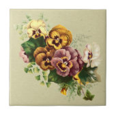 Stiefmütterchen-Sträußchen im Vintage-Stil Fliese (Vorderseite)