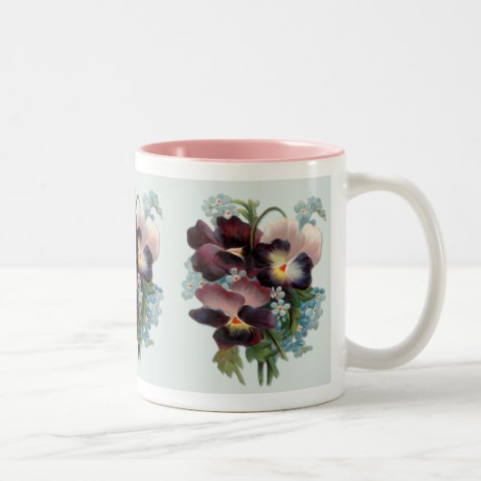 Stiefmütterchen-Sträußchen Zweifarbige Tasse (Rechts)