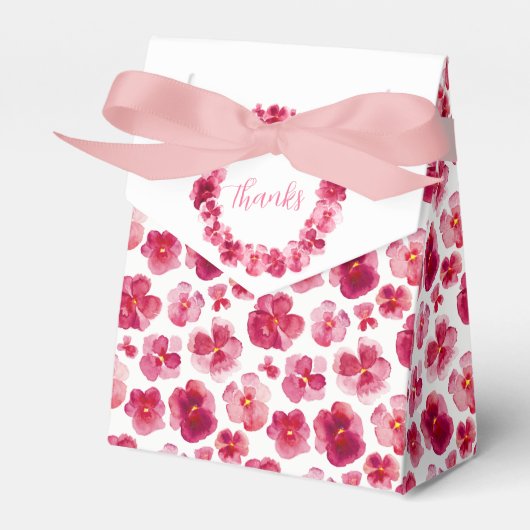 Stiefmütterchen stumpften dunkelrosa Aquarell Dank Geschenkschachtel (Vorderseite)