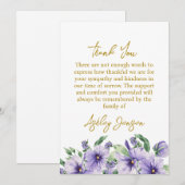 Stiefmütterchen Trauer Dankeskarte (Vorne/Hinten)