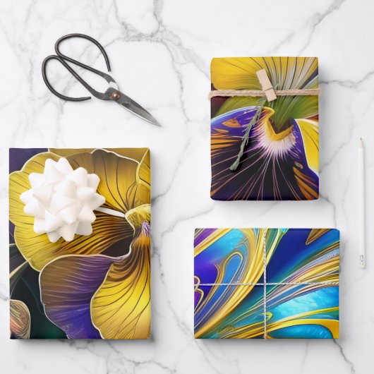 Stiefmütterchen und abstrakt geschenkpapier set (Vorderseite)