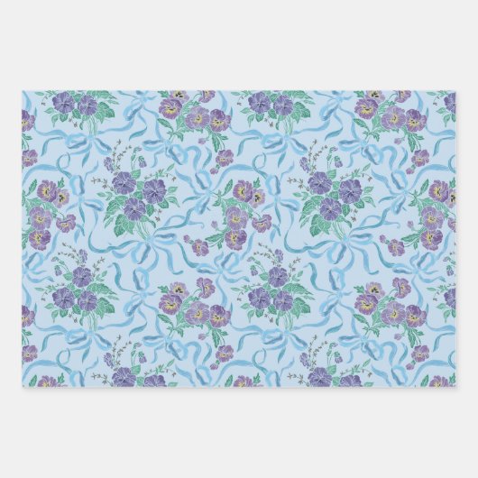 Stiefmütterchen und Bogen - Blumenzwiebelblätter Geschenkpapier Set (Vorderseite 2)