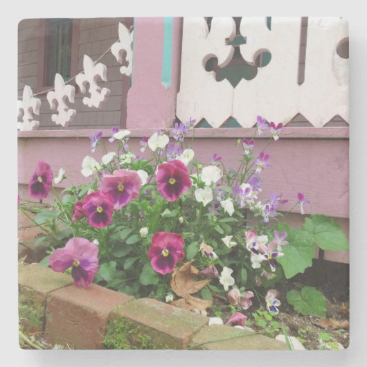 Stiefmütterchen und Fleur-de-lis - Martha's Vineya Steinuntersetzer (Vorderseite)