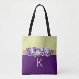 Stiefmütterchen und Gold Personalisierte Tasche