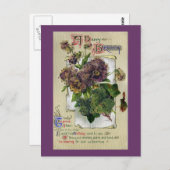 Stiefmütterchen und Ivy Vintag Geburtstag Postkarte (Vorne/Hinten)