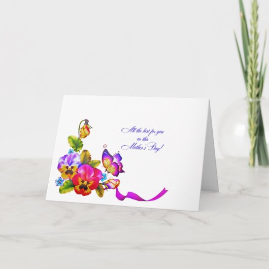 Stiefmütterchen und Muttertag der Schmetterlinge Karte (Vorderseite)