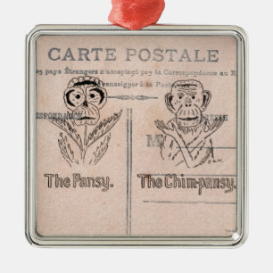 Stiefmütterchen und Schimpansen Humor Ornament Aus Metall