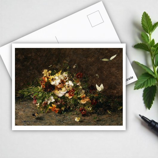 Stiefmütterchen und Schmetterlinge, Wisinger Postkarte