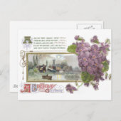 Stiefmütterchen und Serene Vignette Vintag zum Geb Postkarte (Vorne/Hinten)