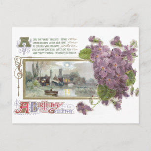 Stiefmütterchen und serene Vignette Vintage Geburt Postkarte