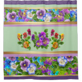Stiefmütterchen-Veilchen-Blumen-Aquarell-Blumen-Co Duschvorhang (Vorderseite)