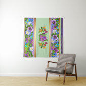 Stiefmütterchen-Veilchen-Blumen-Aquarell-Blumenmus Wandteppich (Beispiel (Horizontal))