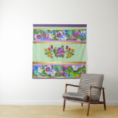 Stiefmütterchen-Veilchen-Blumen-Aquarell-Blumenmus Wandteppich (Beispiel)