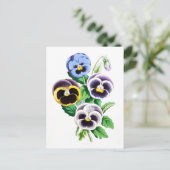Stiefmütterchen Vintage-Botanik-Postkarte Postkarte (Stehend Vorderseite)