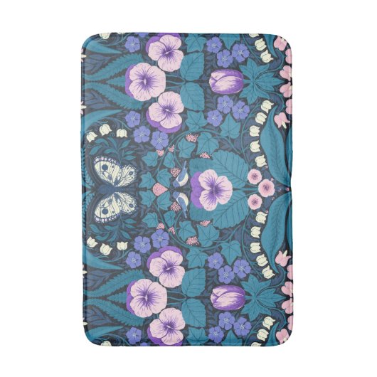 Stiefmütterchen, Vögel und Schmetterlinge Badematte (Vorderseite Vertikal)