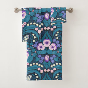 Stiefmütterchen, Vögel und Schmetterlinge Badhandtuch Set