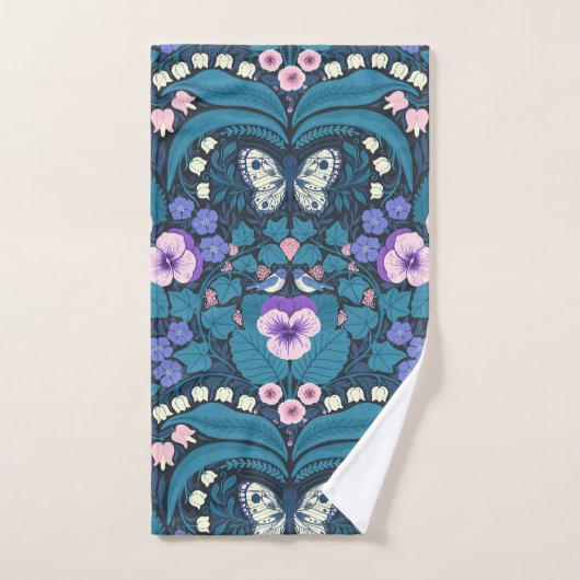 Stiefmütterchen, Vögel und Schmetterlinge Badhandtuch Set (Handtuch)