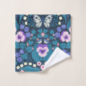 Stiefmütterchen, Vögel und Schmetterlinge Badhandtuch Set (Waschlappen)