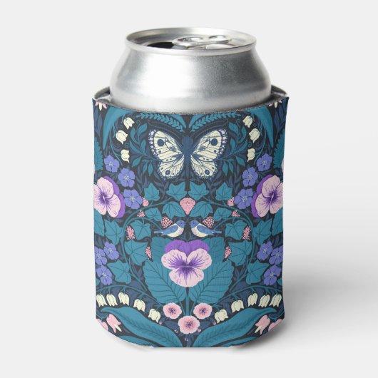 Stiefmütterchen, Vögel und Schmetterlinge Dosenkühler (Kanne Vorderseite)