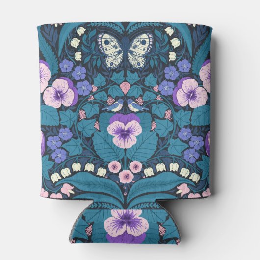 Stiefmütterchen, Vögel und Schmetterlinge Dosenkühler (Rückseite)