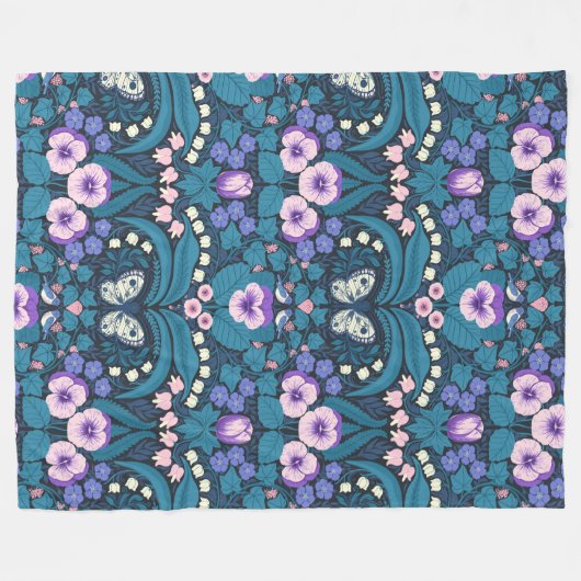 Stiefmütterchen, Vögel und Schmetterlinge Fleecedecke (Vorderseite (Horizontal))