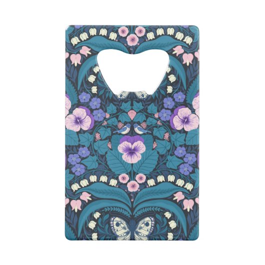 Stiefmütterchen, Vögel und Schmetterlinge Geldbeutel Flaschenöffner (Rückseite)