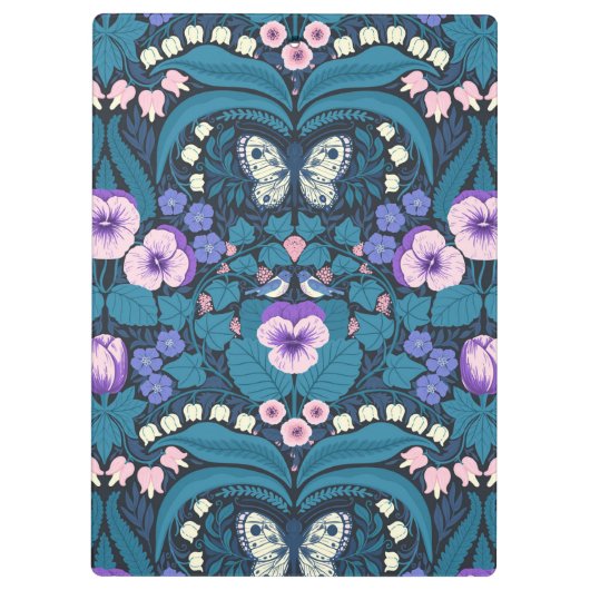 Stiefmütterchen, Vögel und Schmetterlinge Klemmbrett (Rückseite)