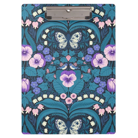 Stiefmütterchen, Vögel und Schmetterlinge Klemmbrett (Vorderseite)