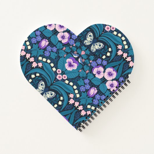 Stiefmütterchen, Vögel und Schmetterlinge Notizblock (Rückseite)