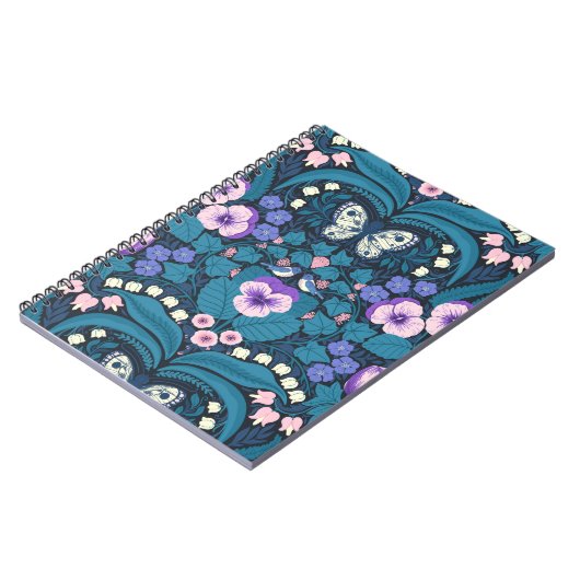 Stiefmütterchen, Vögel und Schmetterlinge Notizblock (Linke Seite)