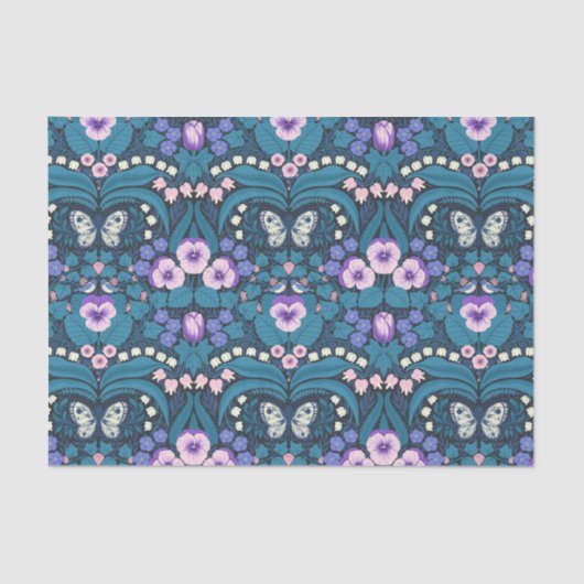 Stiefmütterchen, Vögel und Schmetterlinge Seidenpapier (Vorderseite)