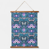 Stiefmütterchen, Vögel und Schmetterlinge Wandteppich Mit Holzrahmen (Vorderseite)