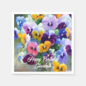 Stiefmütterchens Happy Birthday Serviette (Vorderseite)